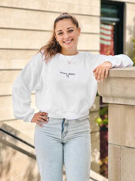 Chicka-D Women's Iowa State Bow White Crewneck Sweatshirt